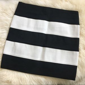 Black & White Striped Bandage Skirt